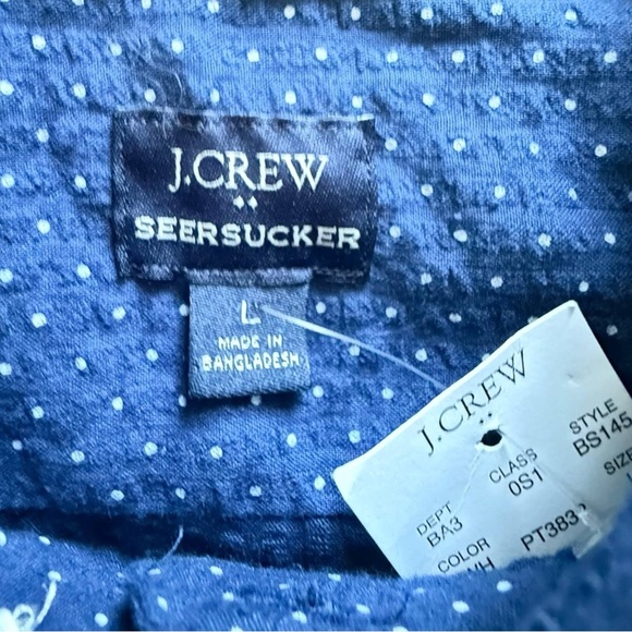 J.Crew Shirt Men Short Sleeve Blue Polka Dot Size L Button-Up NWT - Picture 5 of 11